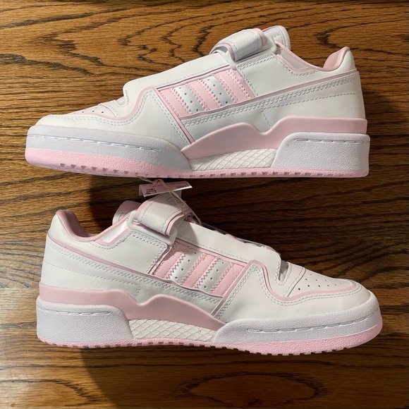 Adidas Forum Low Plus Women Athletic Shoe White Pink Size 8 8.5 NEW Leather NEW - Picture 3 of 7